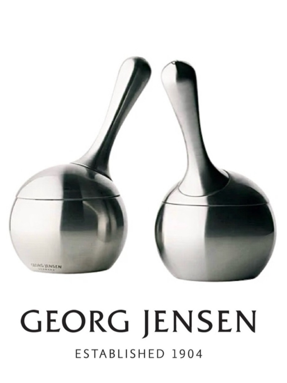 Georg Jensen Maracas Salt & Pepper Grinders/Mills, Stainless Steel + Porcelain🧂